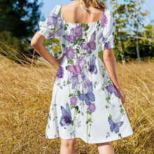 Cargar imagen en el visor de la galería, Vestido manga farol cuello redondo ancho dulce mono para mujer B271 Personalizado con Impresión Completa de múltiples imágenes con Foto Logo Patrón Texto