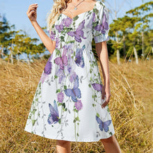 Cargar imagen en el visor de la galería, Vestido manga farol cuello redondo ancho dulce mono para mujer B271 Personalizado con Impresión Completa de múltiples imágenes con Foto Logo Patrón Texto