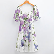 Cargar imagen en el visor de la galería, Vestido manga farol cuello redondo ancho dulce mono para mujer B271 Personalizado con Impresión Completa de múltiples imágenes con Foto Logo Patrón Texto