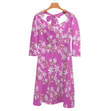 Cargar imagen en el visor de la galería, Vestido estampado cuello en V lazo espalda manga 3/4 para mujer B272 Personalizado con Impresión Completa de una imagen con Foto Logo Patrón Texto