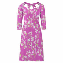 Cargar imagen en el visor de la galería, Vestido estampado cuello en V lazo espalda manga 3/4 para mujer B272 Personalizado con Impresión Completa de una imagen con Foto Logo Patrón Texto