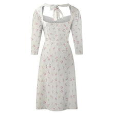 Cargar imagen en el visor de la galería, Vestido estampado cuello en V lazo espalda manga 3/4 para mujer B272 Personalizado con Impresión Completa de múltiples imágenes con Foto Logo Patrón Texto