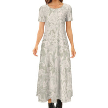 Cargar imagen en el visor de la galería, Vestido manga corta cuello redondo elegante sin bolsillo para mujer B523 Personalizado con Impresión Completa de múltiples imágenes con Foto Logo Patrón Texto