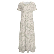 Cargar imagen en el visor de la galería, Vestido manga corta cuello redondo elegante sin bolsillo para mujer B523 Personalizado con Impresión Completa de múltiples imágenes con Foto Logo Patrón Texto