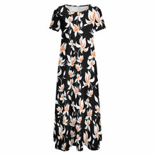 Cargar imagen en el visor de la galería, Vestido manga corta cuello redondo elegante sin bolsillo para mujer B523 Personalizado con Impresión Completa de una imagen con Foto Logo Patrón Texto