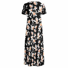 Cargar imagen en el visor de la galería, Vestido manga corta cuello redondo elegante sin bolsillo para mujer B523 Personalizado con Impresión Completa de una imagen con Foto Logo Patrón Texto