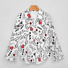 Cargar imagen en el visor de la galería, Camisa con dobladillo irregular manga larga para mujer B648 Personalizada con Impresión Completa de una imagen con Foto Logo Patrón Texto