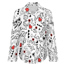 Cargar imagen en el visor de la galería, Camisa con dobladillo irregular manga larga para mujer B648 Personalizada con Impresión Completa de una imagen con Foto Logo Patrón Texto