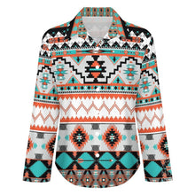 Cargar imagen en el visor de la galería, Camisa con dobladillo irregular manga larga para mujer B648 Personalizada con Impresión Completa de múltiples imágenes con Foto Logo Patrón Texto