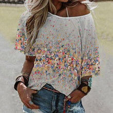 Cargar imagen en el visor de la galería, Camiseta Sexy hombro descubierto manga media para mujer BAT Personalizada con Impresión Completa de múltiples imágenes con Foto Logo Patrón Texto