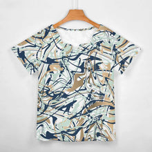 Cargar imagen en el visor de la galería, Camiseta manga corta escote ancho irregular de moda para mujer BBT Personalizada con Impresión Completa de una imagen con Foto Logo Patrón Texto