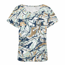 Cargar imagen en el visor de la galería, Camiseta manga corta escote ancho irregular de moda para mujer BBT Personalizada con Impresión Completa de una imagen con Foto Logo Patrón Texto