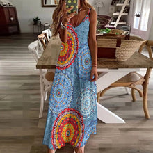 Cargar imagen en el visor de la galería, Vestido Largo con Tirantes estampado de moda para mujer BDQ Personalizado con Impresión Completa de múltiples imágenes con Foto Logo Patrón Texto