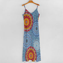 Cargar imagen en el visor de la galería, Vestido Largo con Tirantes estampado de moda para mujer BDQ Personalizado con Impresión Completa de múltiples imágenes con Foto Logo Patrón Texto