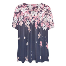 Cargar imagen en el visor de la galería, Camiseta de manga corta con cuello en V volante suelto para mujer BDT Personalizada con Impresión Completa de múltiples imágenes con Foto Logo Patrón Texto