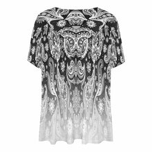 Cargar imagen en el visor de la galería, Camiseta de manga corta con cuello en V volante suelto para mujer BDT Personalizada con Impresión Completa de una imagen con Foto Logo Patrón Texto