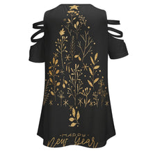 Cargar imagen en el visor de la galería, Blusa camiseta con hombro descubierto al aire fuera para mujer escote en V profundo con cremallera BE Personalizada con Foto Texto o Logo