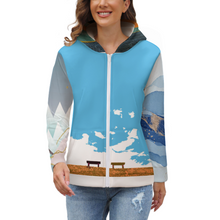 Cargar imagen en el visor de la galería, Sudadera con Capucha de Felpa con Cremallera Chaqueta Gruesa Manga Larga con Forro Polar para mujer BH1 Personalizada con Impresión Completa de múltiples imágenes con Foto Logo Patrón Texto