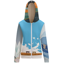 Cargar imagen en el visor de la galería, Sudadera con Capucha de Felpa con Cremallera Chaqueta Gruesa Manga Larga con Forro Polar para mujer BH1 Personalizada con Impresión Completa de múltiples imágenes con Foto Logo Patrón Texto