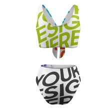 Cargar imagen en el visor de la galería, Traje de baño / Bikini de Cintura Alta con Cintas BK2079 Personalizado con impresión completa de múltiples imágenes con Foto Logo Patrón Texto