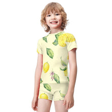 Cargar imagen en el visor de la galería, Bañador de dos Piezas Manga Corta con Pantalones Cortos para Niños BT002 Personalizado con Foto Logo Patrón Texto (Impresión Completa de múltiples imágenes)