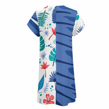 Cargar imagen en el visor de la galería, Vestido de manga corta con cuello en V suave suelto de moda para mujer BUQ Personalizado con Impresión Completa con Foto Logo Patrón Texto