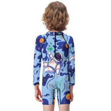 Cargar imagen en el visor de la galería, Bañador de Una Pieza Manga Larga de Natación Playa con Cremallera para Niños BT001 Personalizado con Foto Logo Patrón Texto