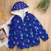 Cargar imagen en el visor de la galería, Chaqueta corta gruesa con forro polar para niños niñas A679 Personalizada con Impresión Completa de múltiples imágenes con Foto Logo Patrón Texto