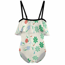 Cargar imagen en el visor de la galería, Bañador Infantil con Tirantes Finos Volantes para Niñas NT045 Personalizado con Foto Logo Patrón Texto