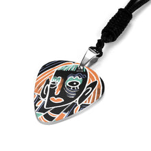 Cargar imagen en el visor de la galería, Collar de acero negro de púa de guitarra para mujer hombre SS1401018 personalizado con texto nombre