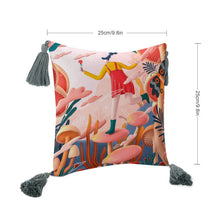 Cargar imagen en el visor de la galería, Almohada de Algodón-Lino con Borla de Diseño Personalizado con Tus Imágenes o Fotos