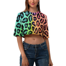 Cargar imagen en el visor de la galería, Camiseta corta Crop Top Sexy Manga Corta con Cuello Redondo de mujer NZ110 Personalizada con Impresión Completa de una imagen con Foto Logo Patrón Texto