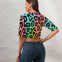 Cargar imagen en el visor de la galería, Camiseta corta Crop Top Sexy Manga Corta con Cuello Redondo de mujer NZ110 Personalizada con Impresión Completa de una imagen con Foto Logo Patrón Texto