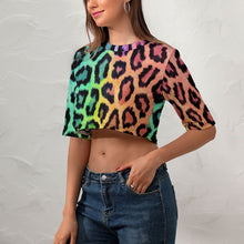 Cargar imagen en el visor de la galería, Camiseta corta Crop Top Sexy Manga Corta con Cuello Redondo de mujer NZ110 Personalizada con Impresión Completa de una imagen con Foto Logo Patrón Texto