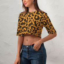 Cargar imagen en el visor de la galería, Crop Top Camiseta corta Sexy Cuello Redondo Manga Corta de mujer NZ110 Personalizado con Impresión Completa de múltiples imágenes con Foto Logo Patrón Texto