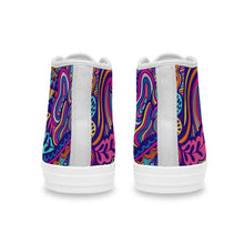 Cargar imagen en el visor de la galería, Zapatos de lona altos Diseño Asimétrico para Mujer Hombre FS0811010 Personalizados con Impresión Completa con Foto Logo Patrón Texto