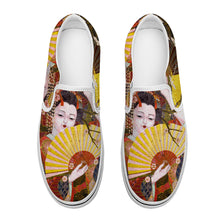 Cargar imagen en el visor de la galería, Zapatos de Lienzo sin Cordones Diseño Simétrico para Mujer Hombre FS0811005 Personalizados con Impresión Completa con Foto Logo Patrón Texto