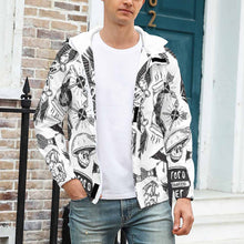 Cargar imagen en el visor de la galería, Chaqueta Gruesa de Velcro Invierno Con Capucha Cremallera para hombre A681 Personalizada con Impresión Completa de una imagen con Foto Logo Patrón Texto