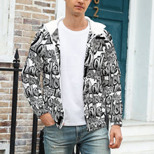 Cargar imagen en el visor de la galería, Chaqueta Gruesa de Velcro Invierno Con Capucha Cremallera para hombre A681 Personalizada con Impresión Completa de múltiples imágenes con Foto Logo Patrón Texto