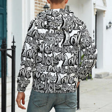 Cargar imagen en el visor de la galería, Chaqueta Gruesa de Velcro Invierno Con Capucha Cremallera para hombre A681 Personalizada con Impresión Completa de múltiples imágenes con Foto Logo Patrón Texto