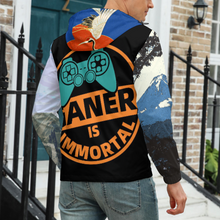 Cargar imagen en el visor de la galería, Chaqueta corta deportiva moderna gruesa con forro polar para hombre A679 Personalizada con Impresión Completa de múltiples imágenes con Foto Logo Patrón Texto