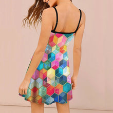 Cargar imagen en el visor de la galería, Vestido de Tirantes con Volantes para mujer NZ002 Personalizado con Impresión Completa de múltiples imágenes con Foto Logo Patrón Texto