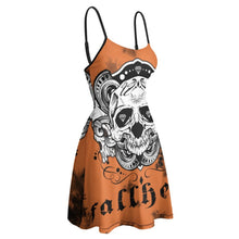 Cargar imagen en el visor de la galería, Vestido Espalda Abierta Sexy con Volantes de Tirantes para mujer NZ002 Personalizado con Impresión Completa de una imagen con Foto Logo Patrón Texto