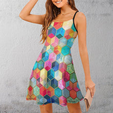 Cargar imagen en el visor de la galería, Vestido de Tirantes con Volantes para mujer NZ002 Personalizado con Impresión Completa de múltiples imágenes con Foto Logo Patrón Texto