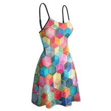 Cargar imagen en el visor de la galería, Vestido de Tirantes con Volantes para mujer NZ002 Personalizado con Impresión Completa de múltiples imágenes con Foto Logo Patrón Texto