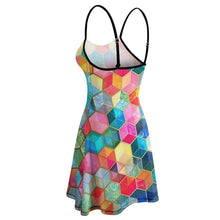 Cargar imagen en el visor de la galería, Vestido de Tirantes con Volantes para mujer NZ002 Personalizado con Impresión Completa de múltiples imágenes con Foto Logo Patrón Texto