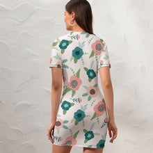 Cargar imagen en el visor de la galería, Vestido Deportivo Estampado de Verano de Manga Corta para Mujer NZ003 Personalizado con Impresión Completa de múltiples imágenes con Foto Logo Patrón Texto