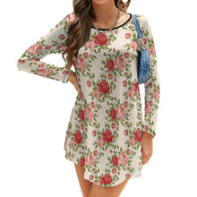 Cargar imagen en el visor de la galería, Vestido cuello redondo dobladillo irregular manga larga para mujer NZ013 Personalizado con Impresión Completa de una imagen con Foto Logo Patrón Texto