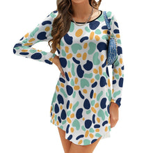 Cargar imagen en el visor de la galería, Vestido dobladillo irregular manga larga para mujer NZ013 Personalizado con Impresión Completa de múltiples imágenes con Foto Logo Patrón Texto