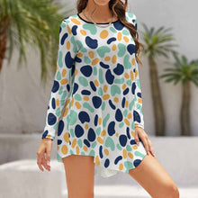 Cargar imagen en el visor de la galería, Vestido dobladillo irregular manga larga para mujer NZ013 Personalizado con Impresión Completa de múltiples imágenes con Foto Logo Patrón Texto